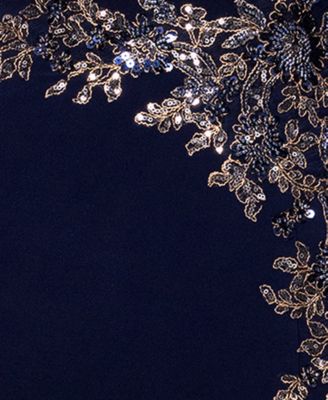 Petite One-Shoulder Applique Ball Gown