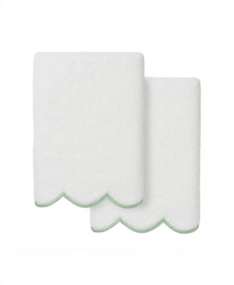 Adornia Scallop Cotton 2-Pc. Hand Towel Set, 16" x 30"
