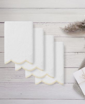 Adornia Scallop Cotton 4-Pc. Fingertip Towel Set, 11" x 18"
