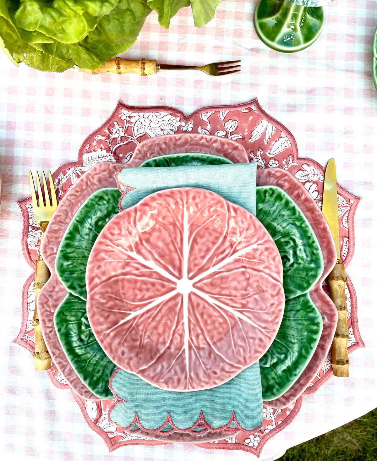 Bordallo Pinheiro Cabbage Salad Plates, Set of 4