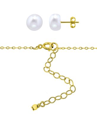2-Pc. Freshwater Pearl Necklace and Stud Earrings Set