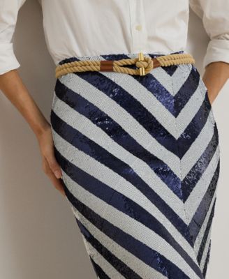 Petite Sequin Stripe Pencil Skirt