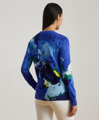 Women's Petite Abstract-Motif Long-Sleeve Sweater