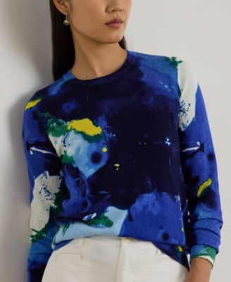 Women's Petite Abstract-Motif Long-Sleeve Sweater