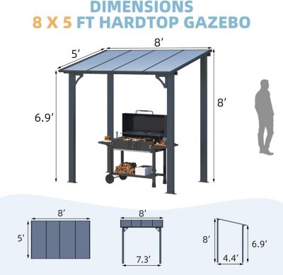8' x 5' Wall Mounted Gazebos Pergola