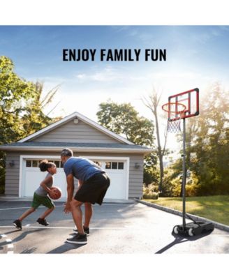 28-Inch Adjustable Basketball Hoop, 5–7 ft Portable Backboard System with Wheels and Fillable Base