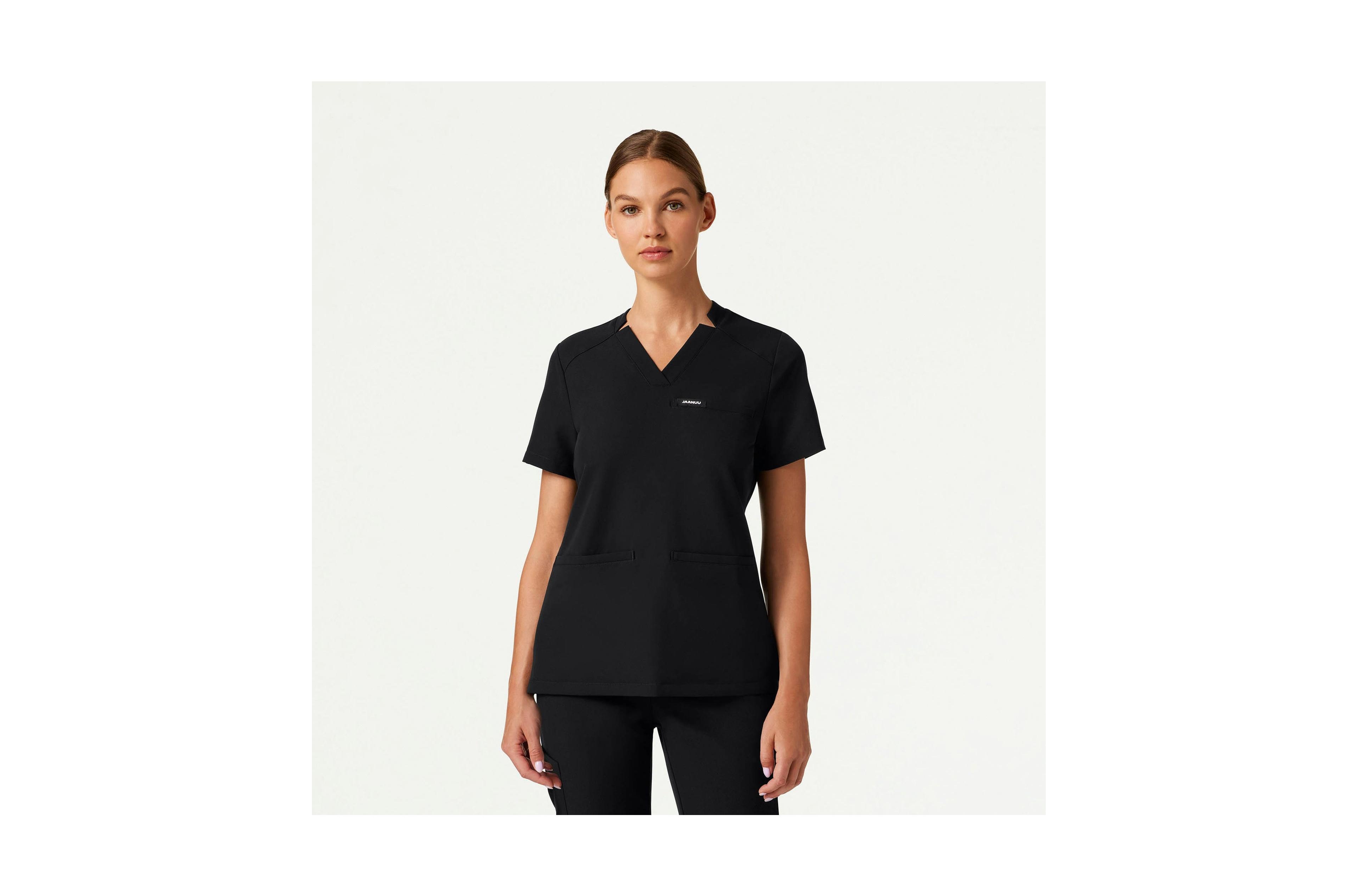 Jaanuu Women's Helia 3-Pocket Slim Notched V-Neck Scrub Top