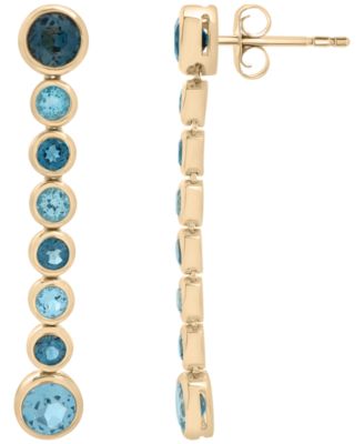London Blue Topaz (1-7/8 ct. t.w.) and Blue Topaz (1-7/8 ct. t.w.) Long Earrings in 14k Gold Over Sterling Silver