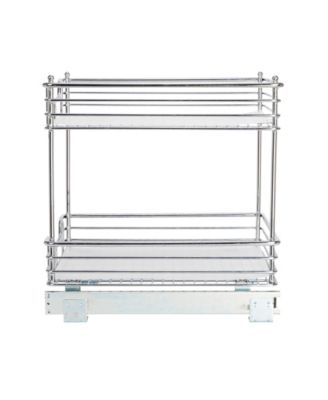 Glidez 14.25" W Steel Pull-Out Storage Organizer, 2-Tier Design, Chrome