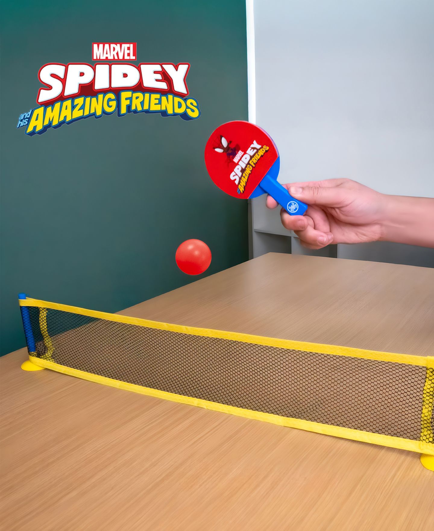 Детские игрушки World Tech Toys Marvel Spidey and His Amazing Friends 2-Player Mini Table Tennis, 5-Piece Set, Ages 4+ — фото 2