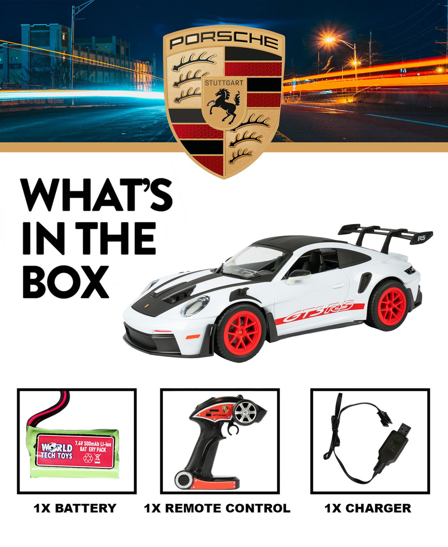 Детская игрушка World Tech Toys 1:10 Scale Porsche GT3 Rs Electric Remote Control Car — фото 4