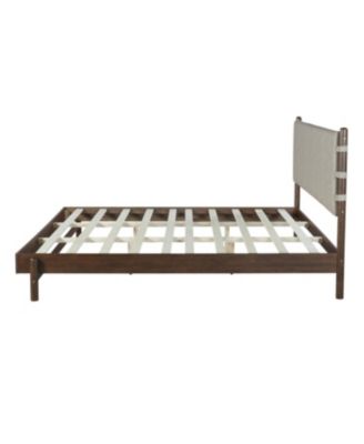 Modern King Bed Frame Set with 2 Nightstands, Light Gray Wood Platform Bed