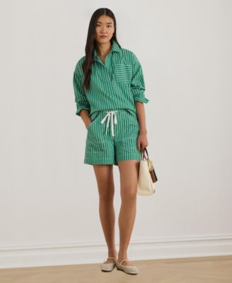 Women's Striped Cropped Long-Sleeve Shirt