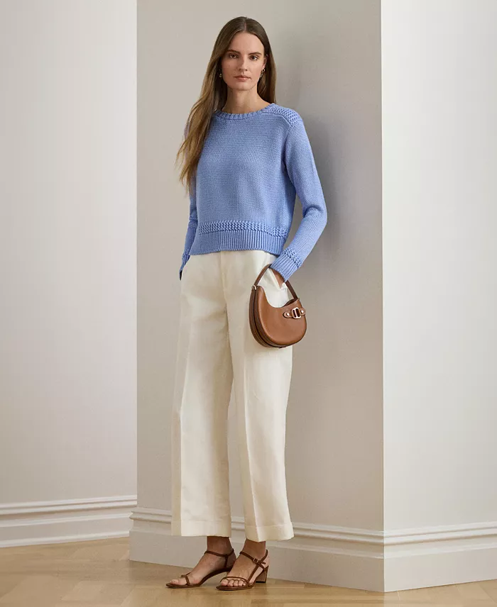 Women's Crew Neck Stitch Detailing Sweater - thumbnail 2