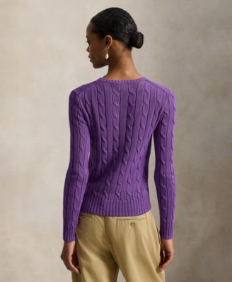 Women's Cable-Knit Cotton Crew Neck Sweater
