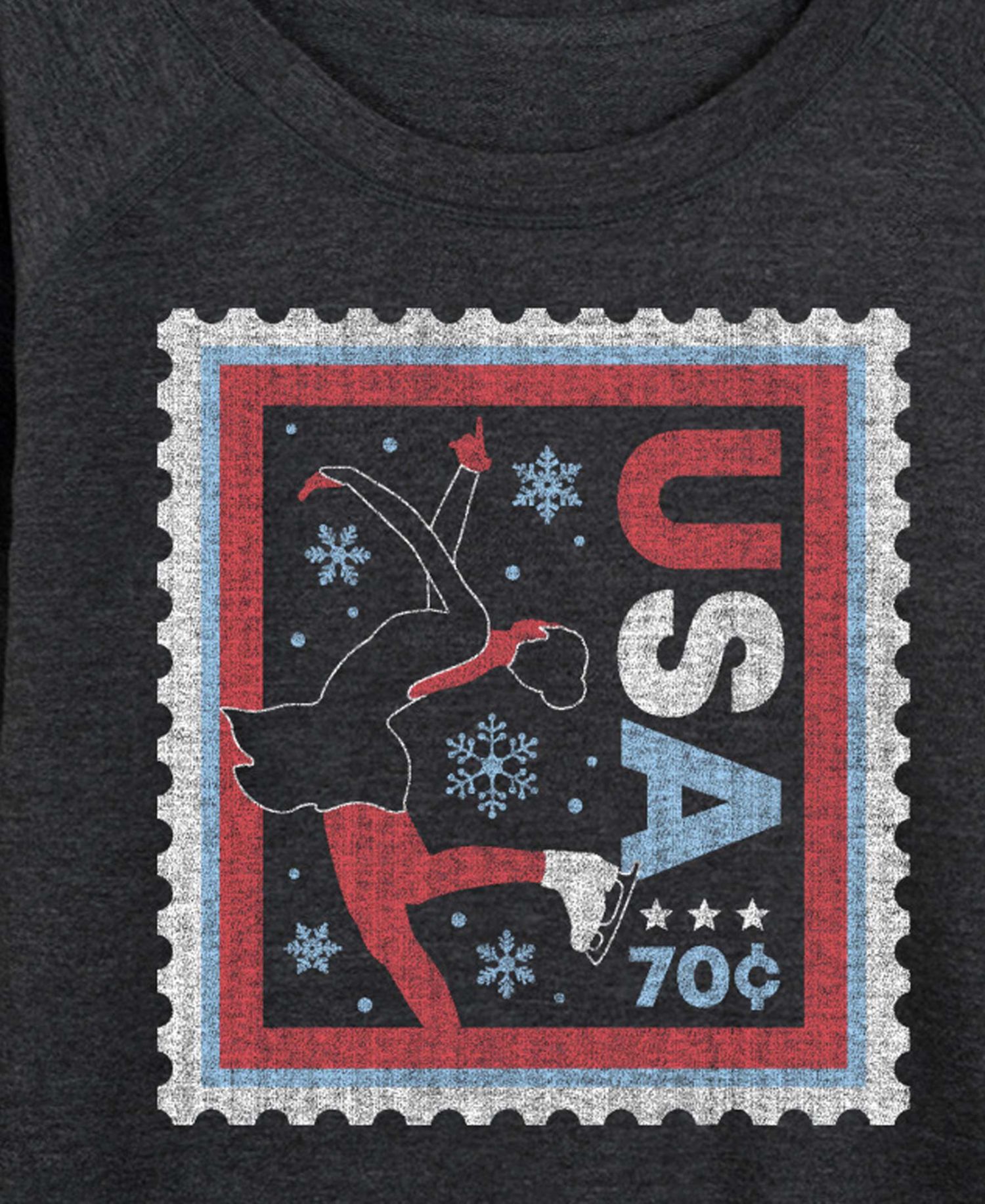 Plus Size Skater Stamp Word Art Long sleeve T-Shirt