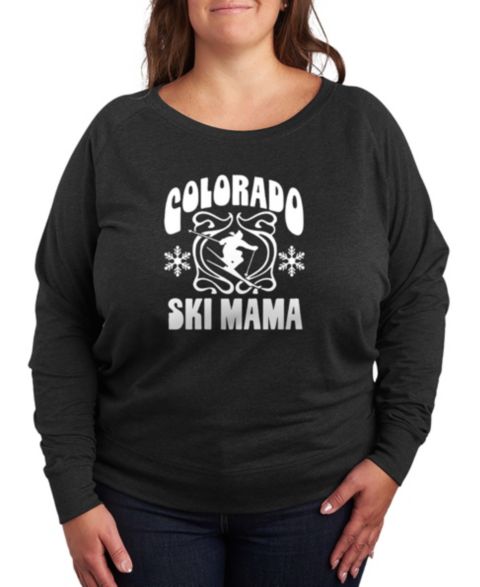 Женская футболка Hybrid Apparel Plus Size Colorado Ski Mama Word Art Graphic, цвет: Меланжевый угольный