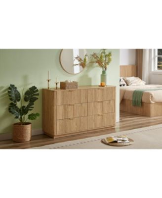Streamdale Modern 6-Drawer Dresser, Wide Chest, Walnut