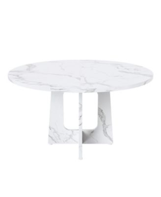 47" Round Marble Farmhouse Dining Table