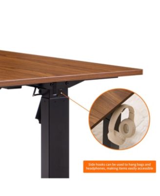 Electric Standing Desk, Adjustable Height, 24x48, Black Frame/Mahogany Top