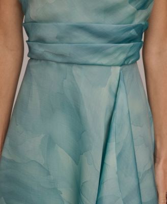 Women's Floral Print Strapless Ball Gown