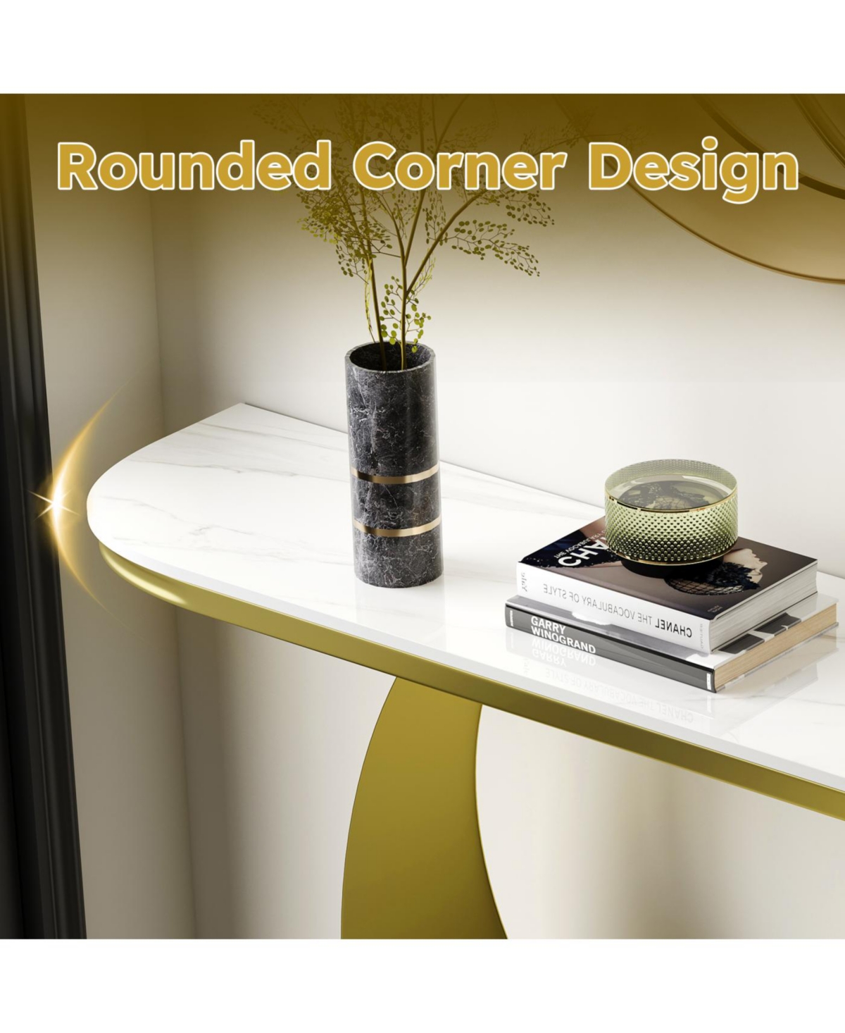 Streamdale Premium Faux Marble Console Table with Gold Base (120cm/47in)