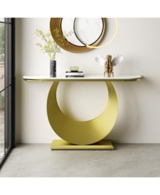 Premium Faux Marble Console Table with Gold Base (120cm/47in