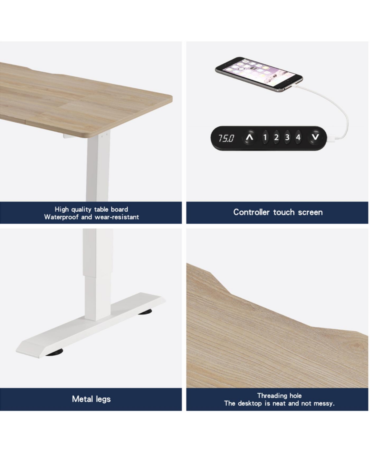 Streamdale Furniture Electric Standing Desk Height Adjustable 47" Oak