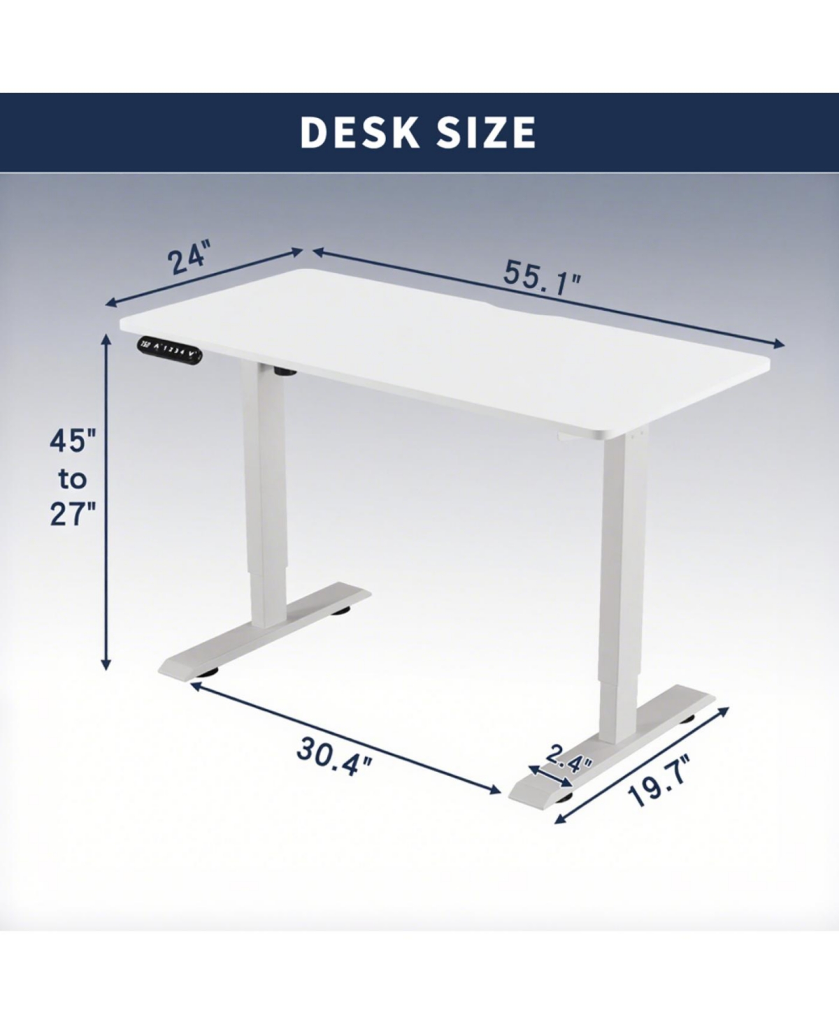 Streamdale Furniture Streamdale Electric Standing Desk Height Adjustable 55" Computer Table