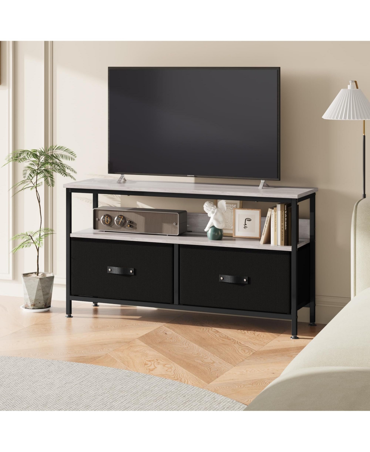 gaomon Tv Stand for Living Room, Dresser-Style Tv Stand with 2 Drawers, Compact Entertainment Center with Storage Options