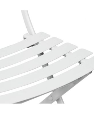 3-Piece Folding Patio Bistro Set, White Outdoor Metal Round Table and Chairs for Porch, Yard, Balcony, and Garden