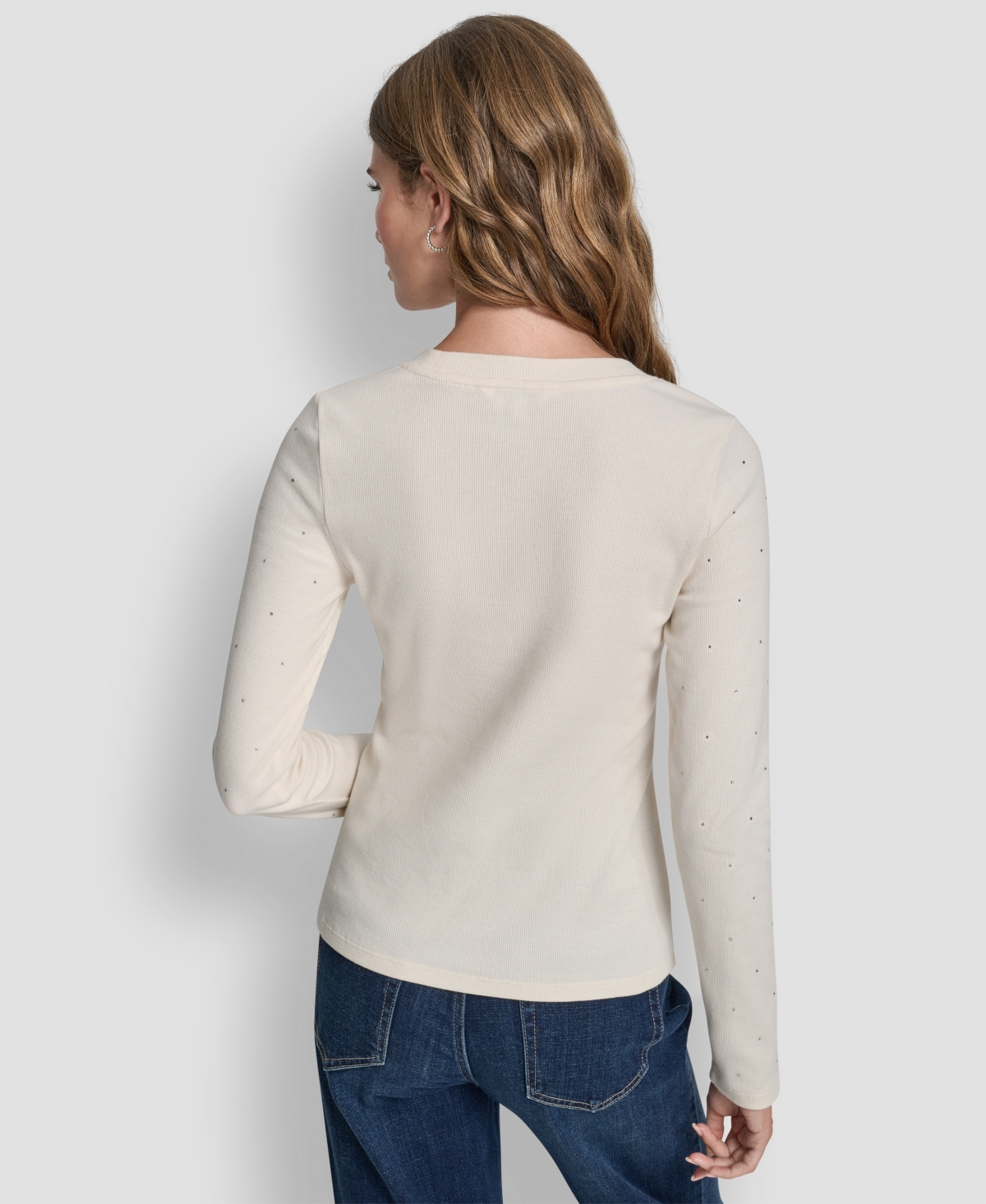 Dkny Jeans Women's Rhinestone-Embellished Crewneck Sweater