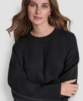 Women's Long Sleeve Bell Sleeve Relaxed Crew Neck Sweater