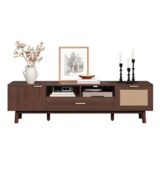 Wood TV Stand for 75" TVs with Soft-Close Doors