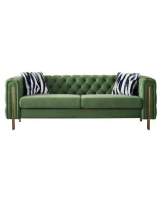 Chesterfield Modern Tufted Velvet Living Room Sofa 84.25"W Couch Mint Green