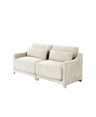 Beige Chenille 2-Seater Sofa with Lumbar Pillows