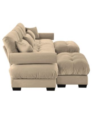 Camel U Shape Modular Sectional Sofa Couch with Two Ottomans & Pillows