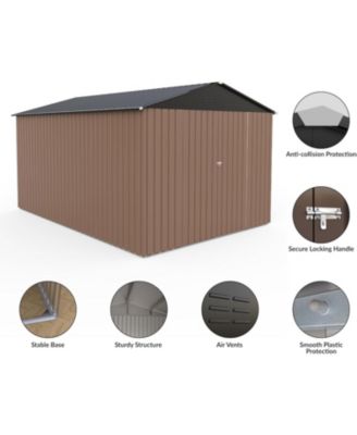 8x12FT Metal Outdoor Storage Shed, Lockable Tool Shed with Sloped Roof for Backyard, Patio, Garage, Lawn