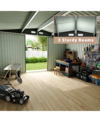 6x8x6.4FT Outdoor Storage Shed, Large Metal Garden Tool Shed with Lockable Doors & Air Vents for Backyard and Patio