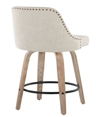 Fabric Studded Marcel Transitional Fixed-Height Counter Stool, Set of 2
