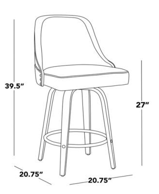 Fabric Studded Marcel Transitional Fixed-Height Counter Stool, Set of 2