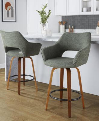 Fabric Mustang Contemporary Fixed-Height Counter Stool, Set of 2