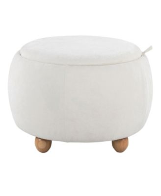 14.75" Fabric Tray Pouf Contemporary Storage Ottoman