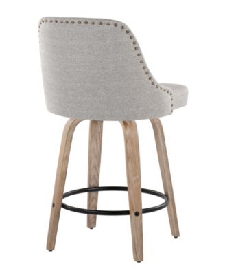 Fabric Studded Marcel Transitional Fixed-Height Counter Stool, Set of 2