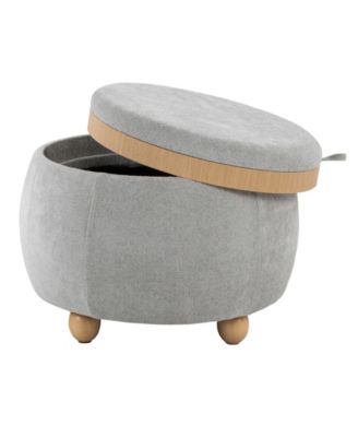 14.75" Fabric Tray Pouf Contemporary Storage Ottoman