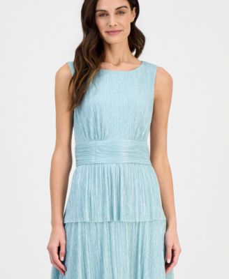 Women's Tiered Textured Sleeveless Midi Dress