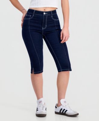 Juniors' Seam Front High-Rise Capri Jeans 