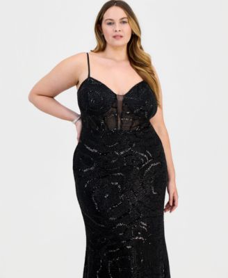 Plus Size Sequinned Mermaid Gown