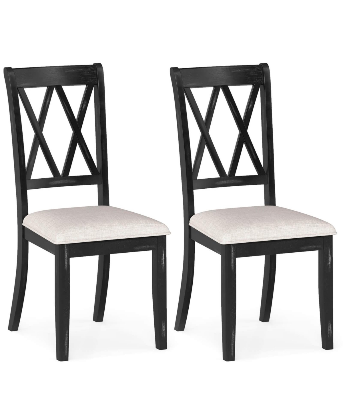 Costway Farmhouse Dining Chairs Modern Kitchen Chairs with Elegant Hollowed backrest