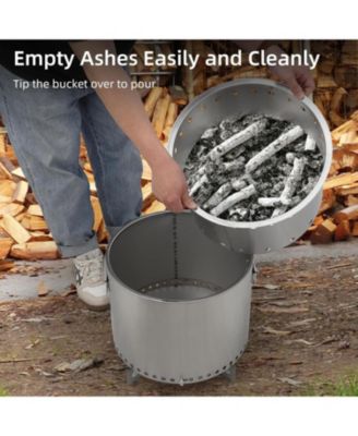 16.5" Portable Smokeless Fire Pit, Stainless Steel Bonfire for Backyard, Patio, Camping & Garden